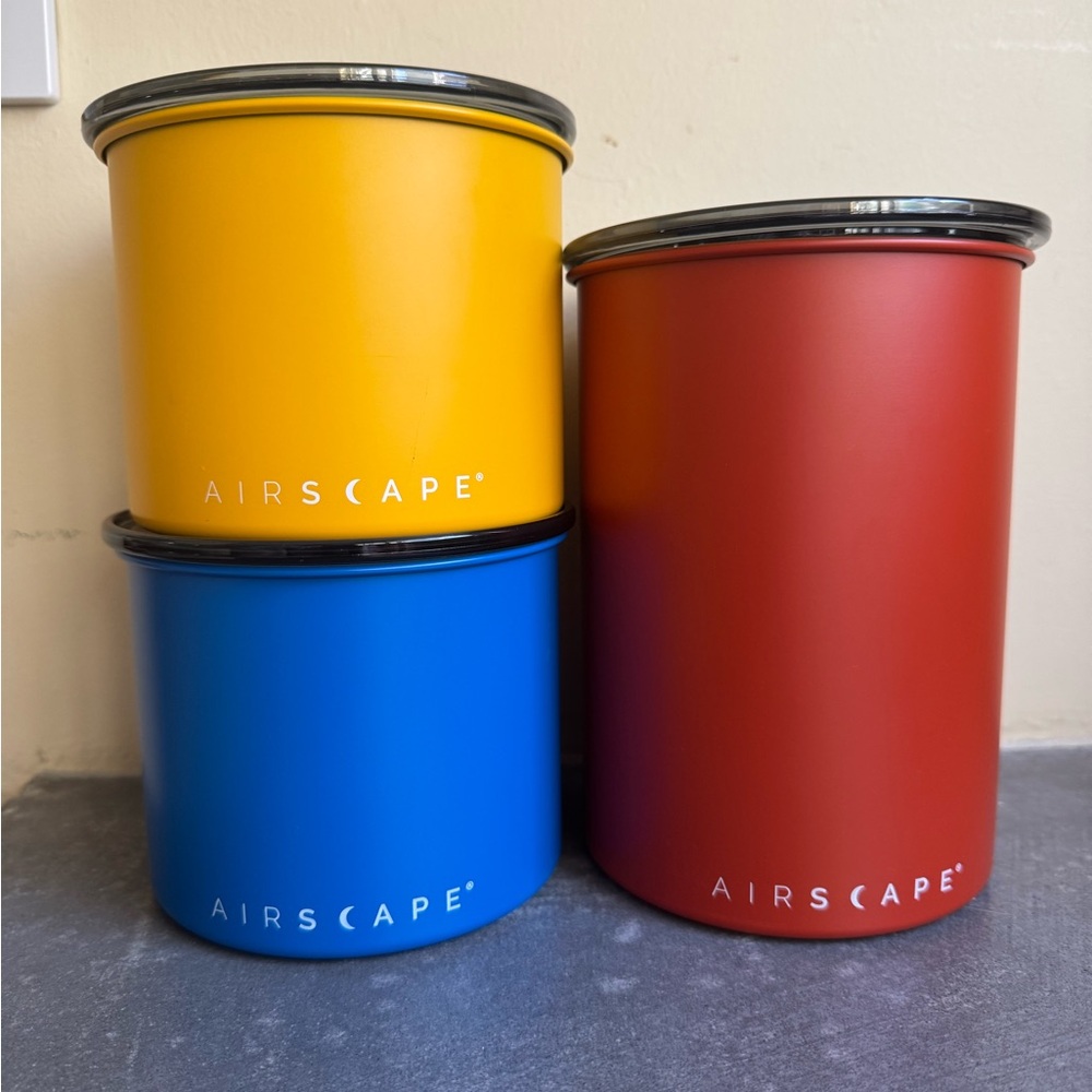 Airscape Canister Bundle ☕️ Red, Yellow, and Blue
